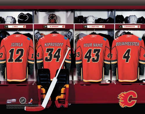 CALGARY FLAMES NHL LOCKER ROOM PRINT CALGARY FLAMES NHL LOCKER ROOM PRINT
