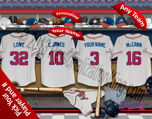 Los Angeles Dodgers MLB Personalized Locker Room Print Atlanta Braves MLB Personalized Locker Room Print